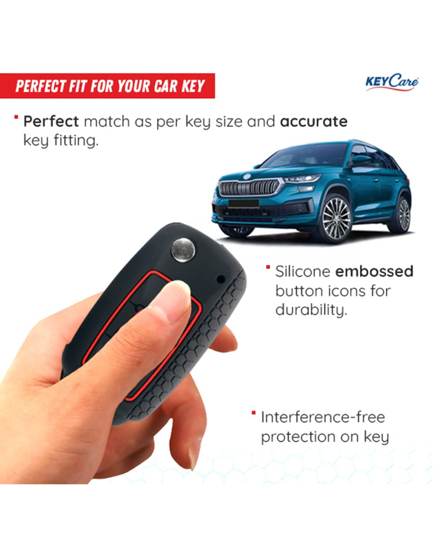 Keycare Silicon key cover fit for Polo, Vento, Jetta, Ameo 3b flip key | KC13 | Black